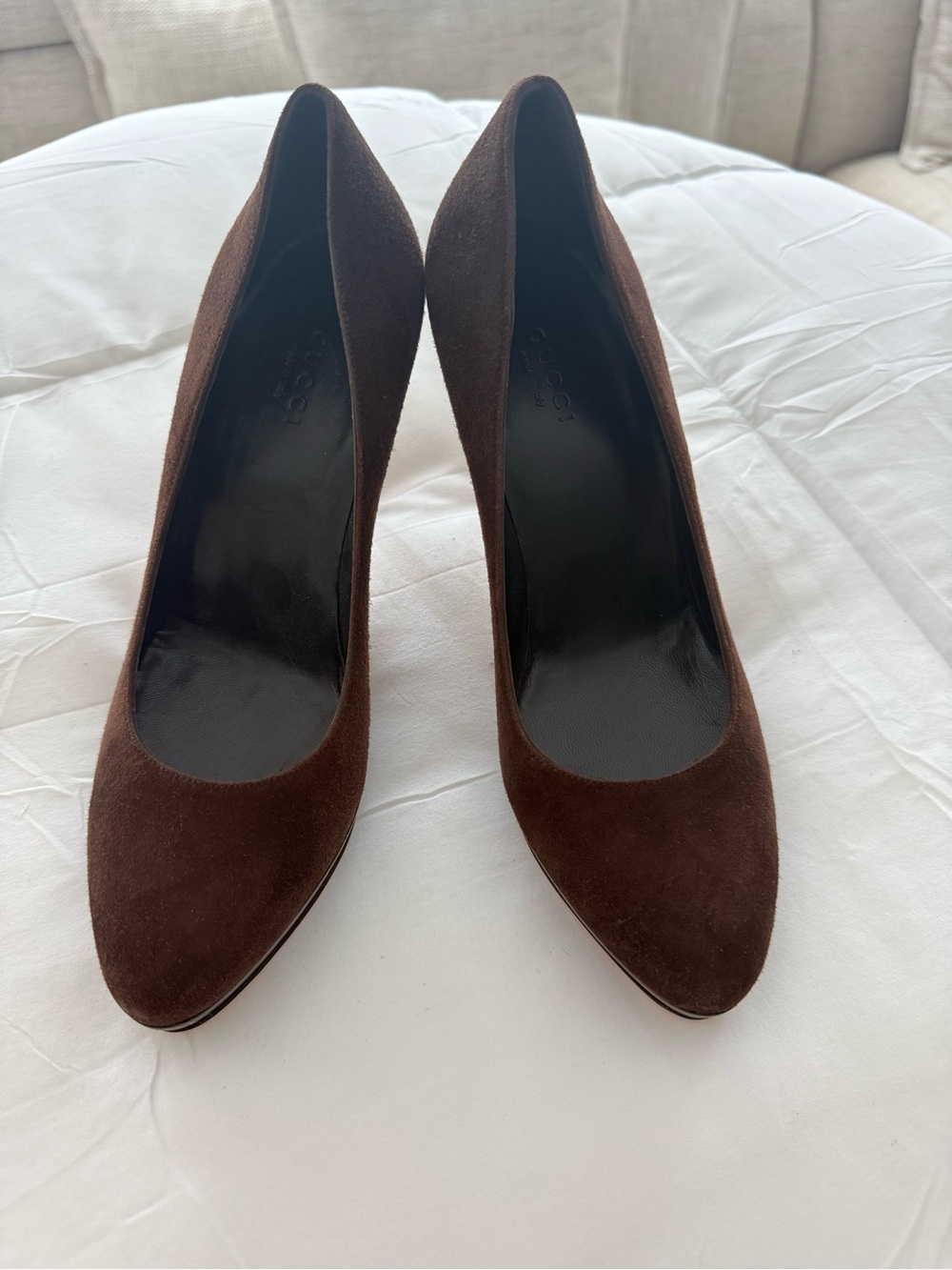 Gucci Brown Suede Pointed-Toe Pumps